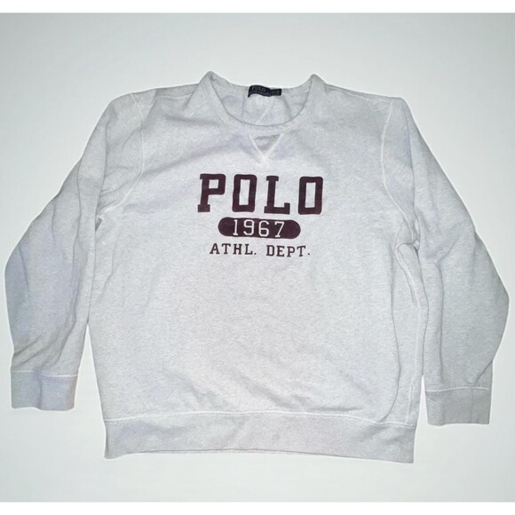 Ralph Lauren Athletic Logo Sweatshirt in Grey Heather POLO 1967 xxl VTG - Picture 1 of 3